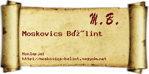 Moskovics Bálint névjegykártya